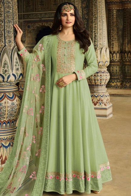 Light green Silk Anarkali Suits