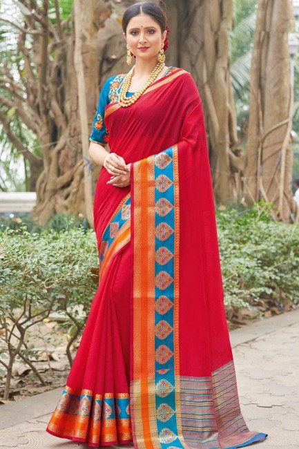 Magnificent Red Silk saree