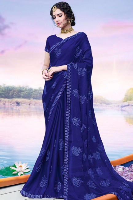 Alluring Royal blue Chiffon saree