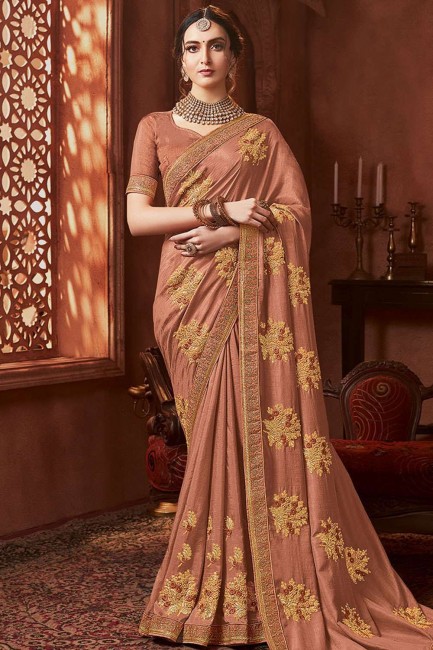 Dazzling Light brown Silk saree