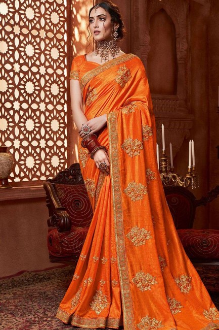 Sassy Orange Silk saree
