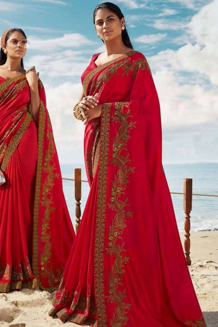 Admirable Red Art silk saree