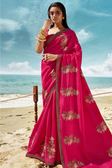 Enticing Rani pink Art silk saree