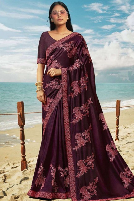 Modish Dark purple Art silk saree