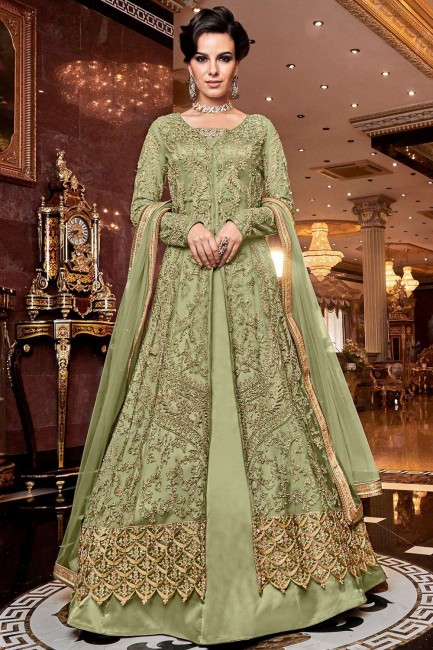 Light green Net Anarkali Suit