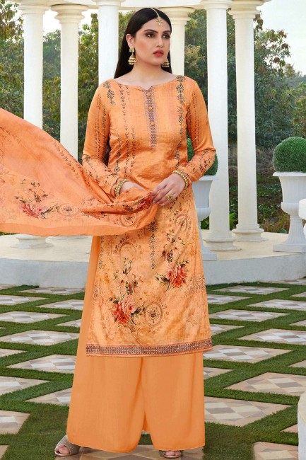 Light orange Cotton and silk Palazzo Suit
