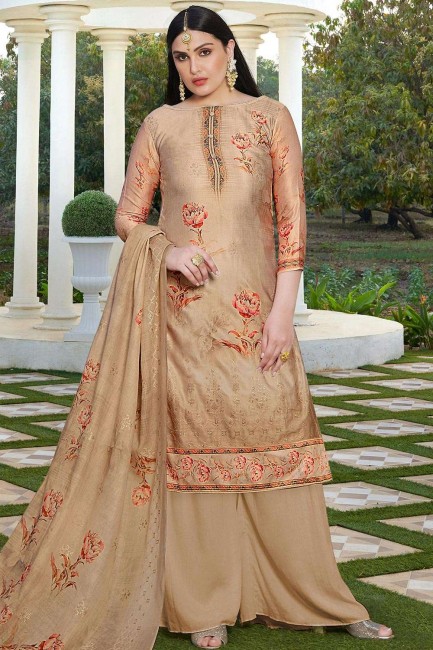 Beige Cotton and silk Palazzo Suit