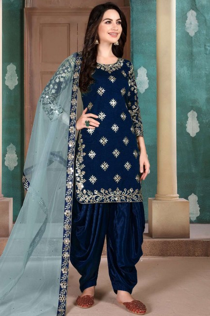 Royal blue Art silk Patiala Suit