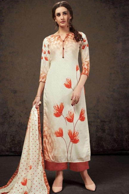 Off white Crepe and silk Palazzo Suit