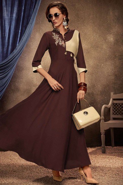 Brown Rayon Gown Dress
