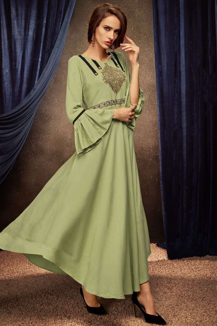 Light green Rayon Gown Dress