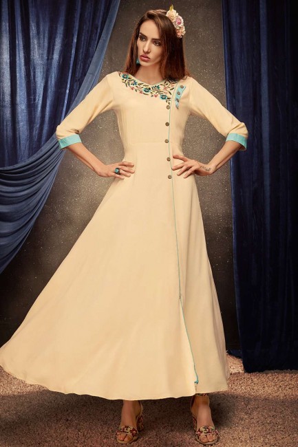 Cream Rayon Gown Dress