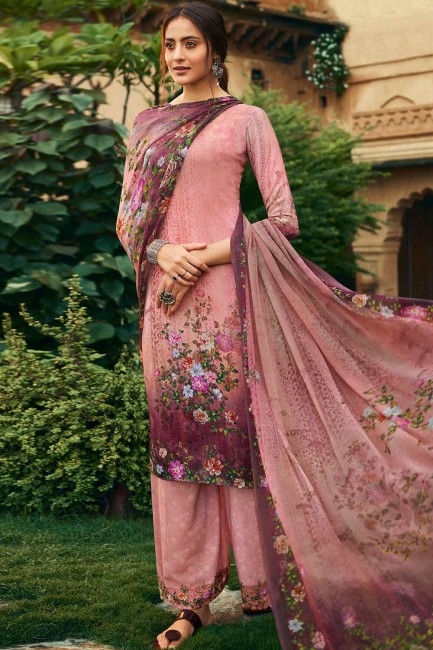 Pink Crepe Palazzo Suit