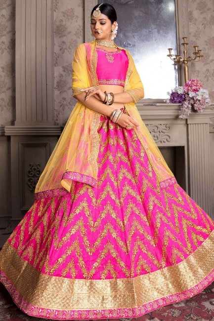 Fashionable Rani pink Art silk Lehenga Choli
