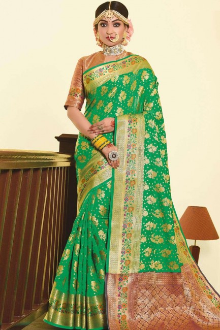 Green Art silk  South Indian Saree