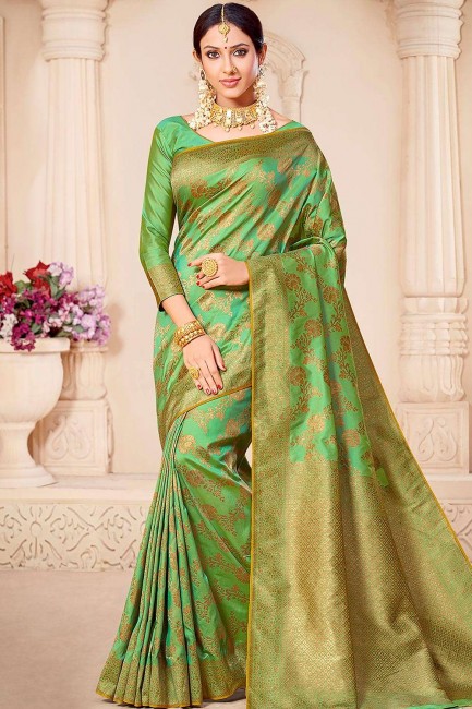 Light green Silk Banarasi Saree