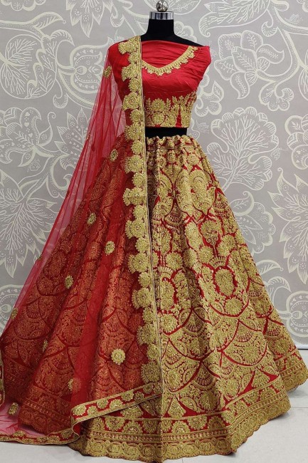 Splendid Red Art silk Lehenga Choli