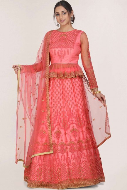 Stunning Pink Net Lehenga Choli