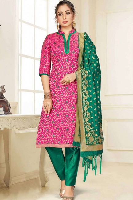 Rani pink Art silk Salwar Kameez