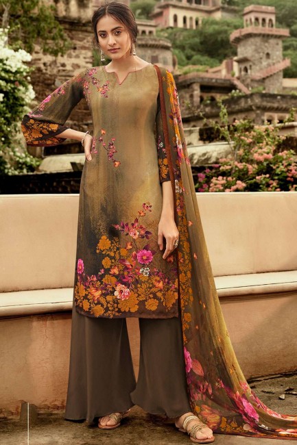 Light brown Crepe Palazzo Suit