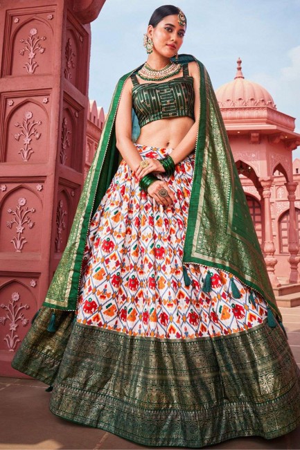 Silk Wedding Lehenga Choli with Printed in Multicolor
