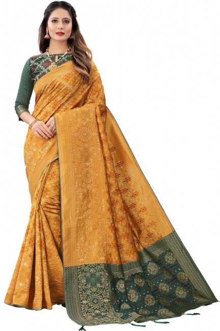 Silk Saree in Weaving Yellow