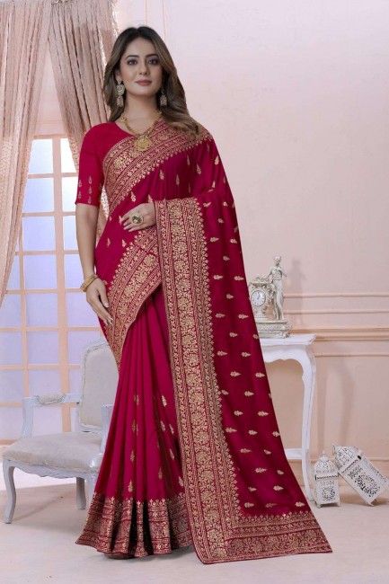 Rani  Weaving Saree in Silk