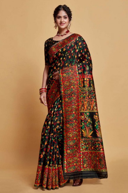 Silk Black Saree Weaving with Blouse