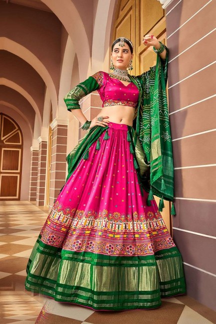 Digital print Wedding Lehenga Choli in Silk Multicolor