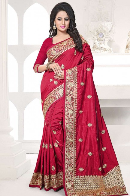 Lovely Red Art Silk saree