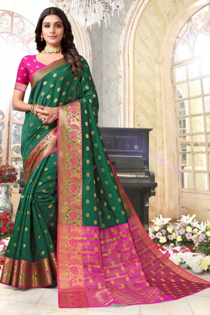 Green Saree in  Silk