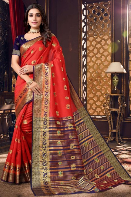 Silk Saree with  in Red