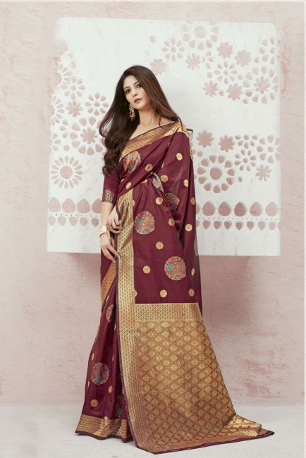 Fascinating Maroon Silk saree
