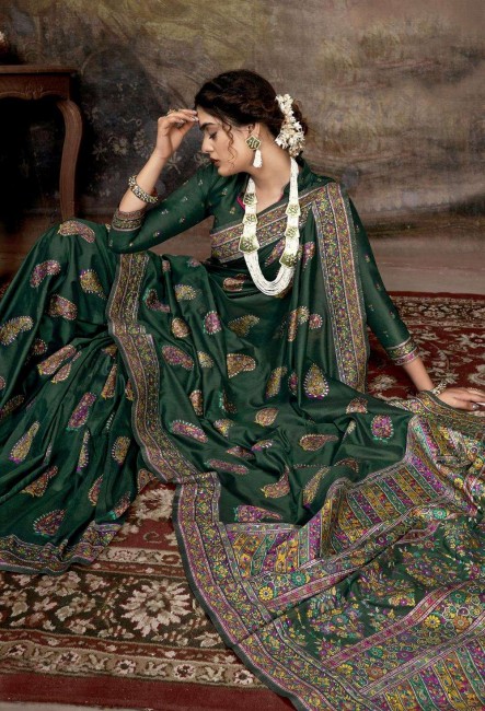Fashionable Silk saree in Green