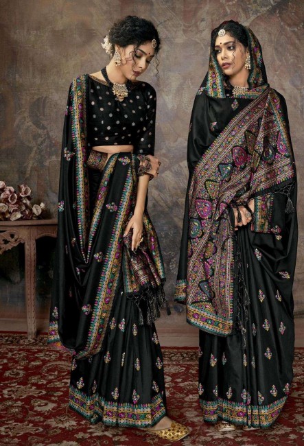 Snazzy Black Silk saree