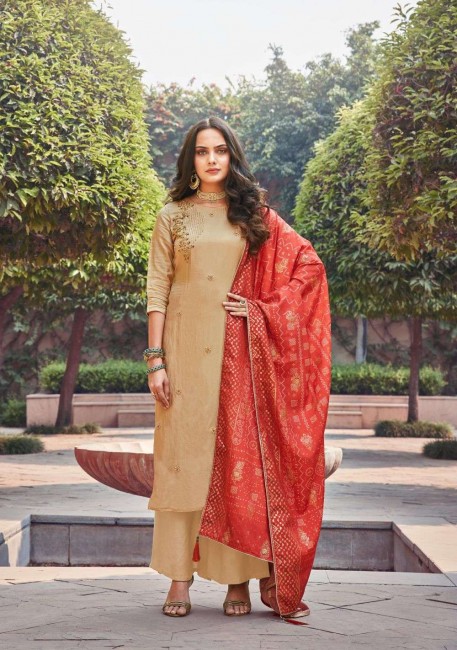 Brown Silk Palazzo Suit