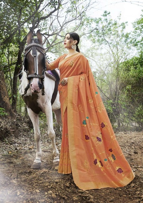 Stunning Orange Silk saree