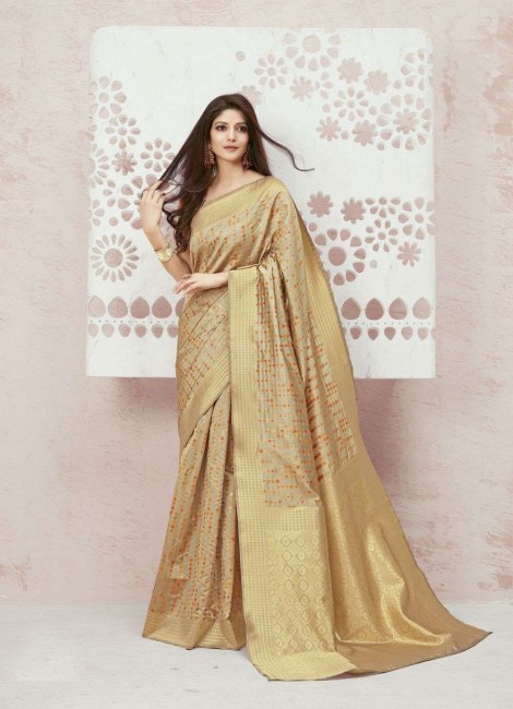 Attractive Beige Silk saree