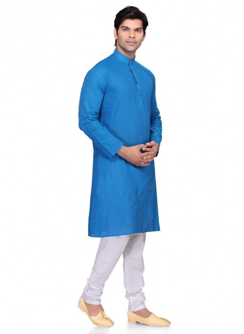 Blue Cotton Ethnic Wear Kurta Readymade Kurta Payjama