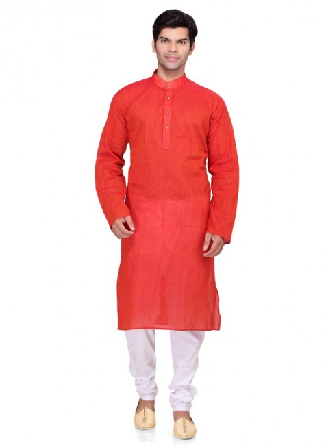 Orange Cotton Ethnic Wear Kurta Readymade Kurta Payjama