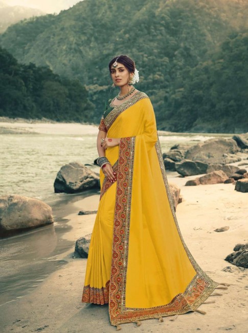 Charming Yellow Silk saree