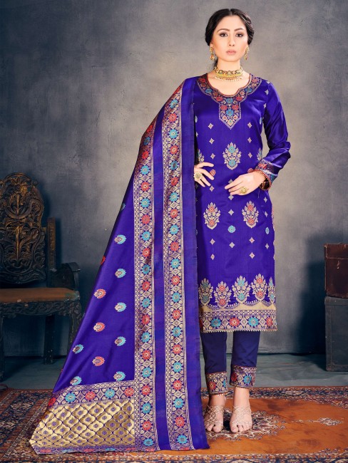 Blue Art silk Salwar Kameez