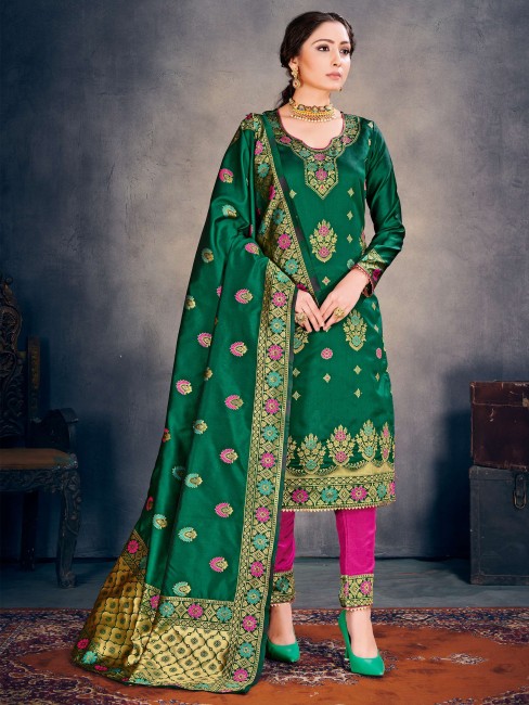 Green Art silk Salwar Kameez