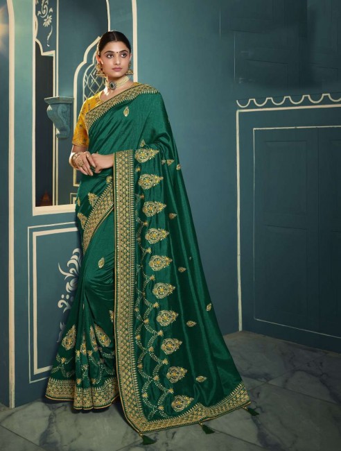 Excellent Green color Silk saree