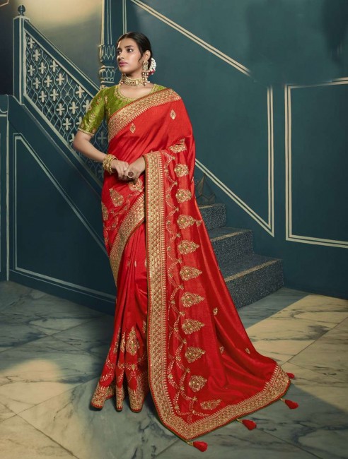 Trendy Red color Silk saree