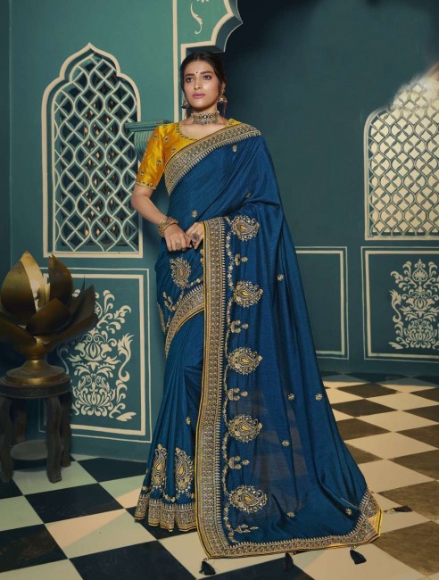Classy Blue color Silk saree