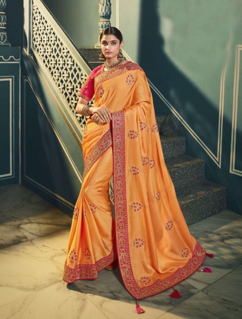 Orange color Silk saree
