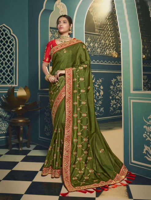 Classy Green color Silk saree