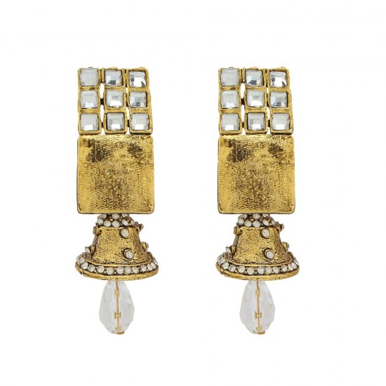 Golden American diamond, synthatic pearl Earrings