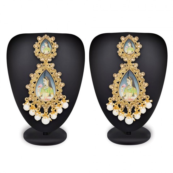 Golden Stone & Pearl Earrings